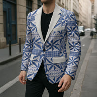 Blue Ngatu Pattern Malo e Lelei Tonga Blazer