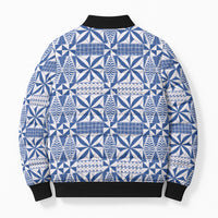 Blue Ngatu Pattern Malo e Lelei Tonga Bomber Puffer Jacket