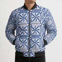 Blue Ngatu Pattern Malo e Lelei Tonga Bomber Puffer Jacket