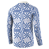 Blue Ngatu Pattern Malo e Lelei Tonga Button Sweatshirt