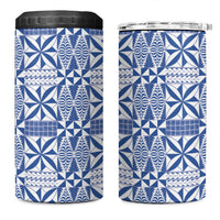 Blue Ngatu Pattern Malo e Lelei Tonga 4 in 1 Can Cooler Tumbler