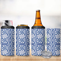 Blue Ngatu Pattern Malo e Lelei Tonga 4 in 1 Can Cooler Tumbler