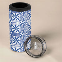 Blue Ngatu Pattern Malo e Lelei Tonga 4 in 1 Can Cooler Tumbler