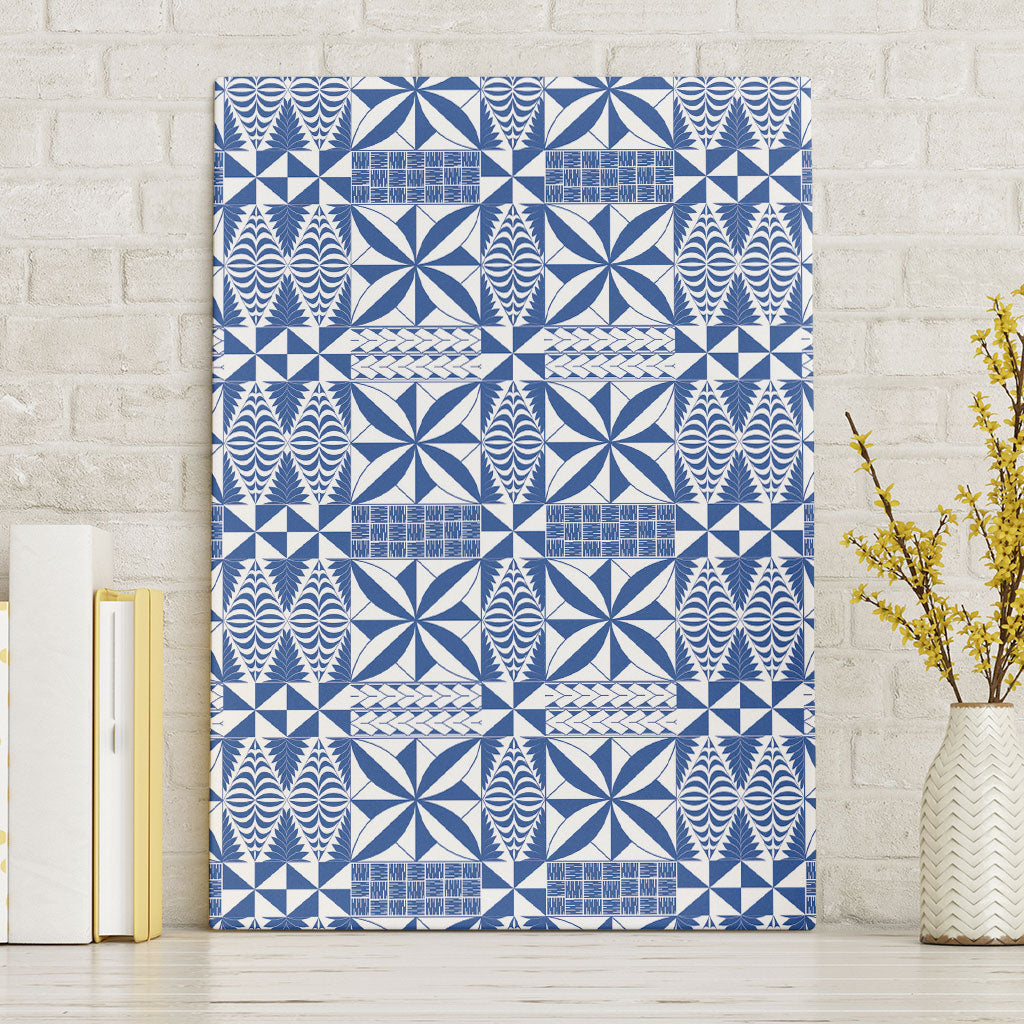 Blue Ngatu Pattern Malo e Lelei Tonga Canvas Wall Art