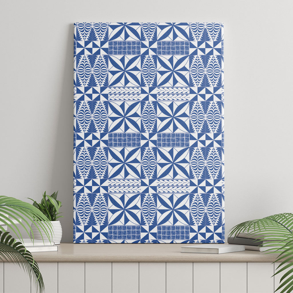 Blue Ngatu Pattern Malo e Lelei Tonga Canvas Wall Art