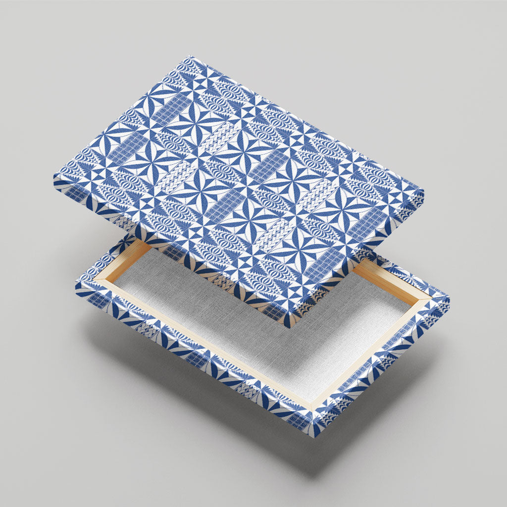 Blue Ngatu Pattern Malo e Lelei Tonga Canvas Wall Art