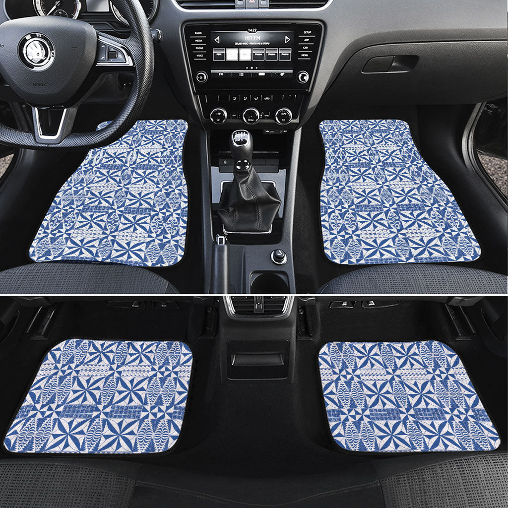 Blue Ngatu Pattern Malo e Lelei Tonga Car Mats