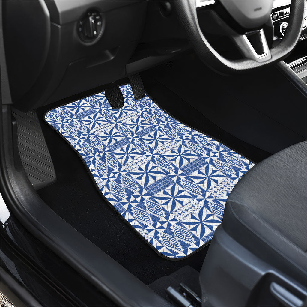 Blue Ngatu Pattern Malo e Lelei Tonga Car Mats