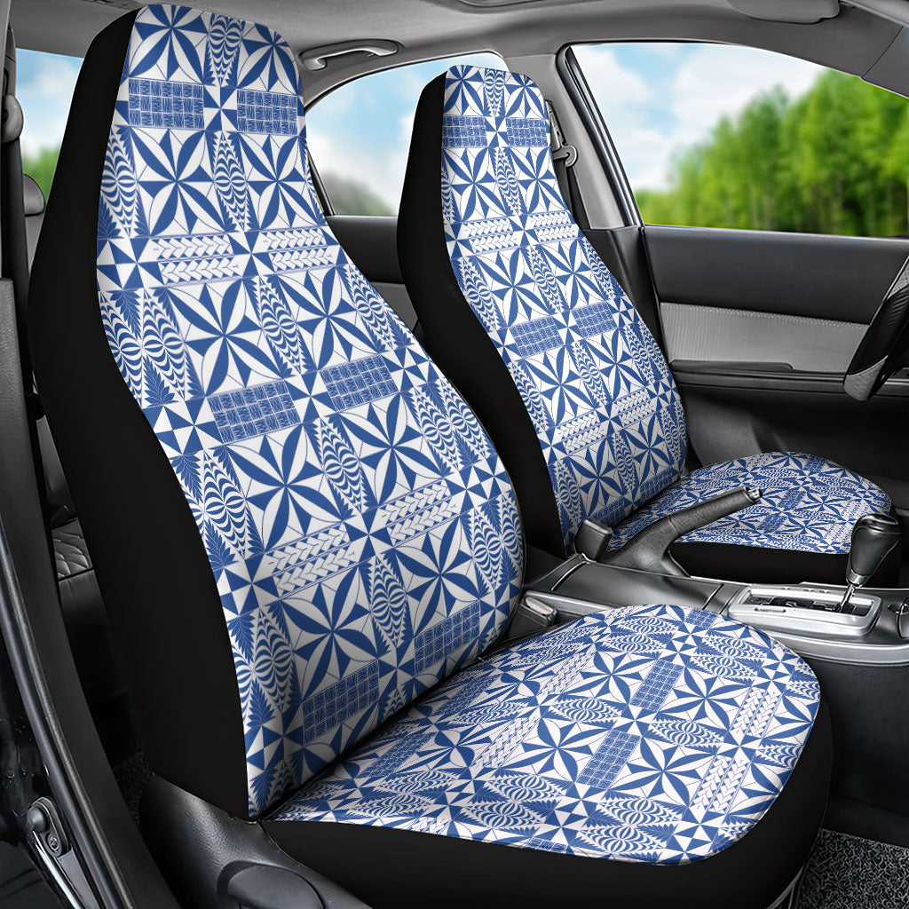 Blue Ngatu Pattern Malo e Lelei Tonga Car Seat Cover