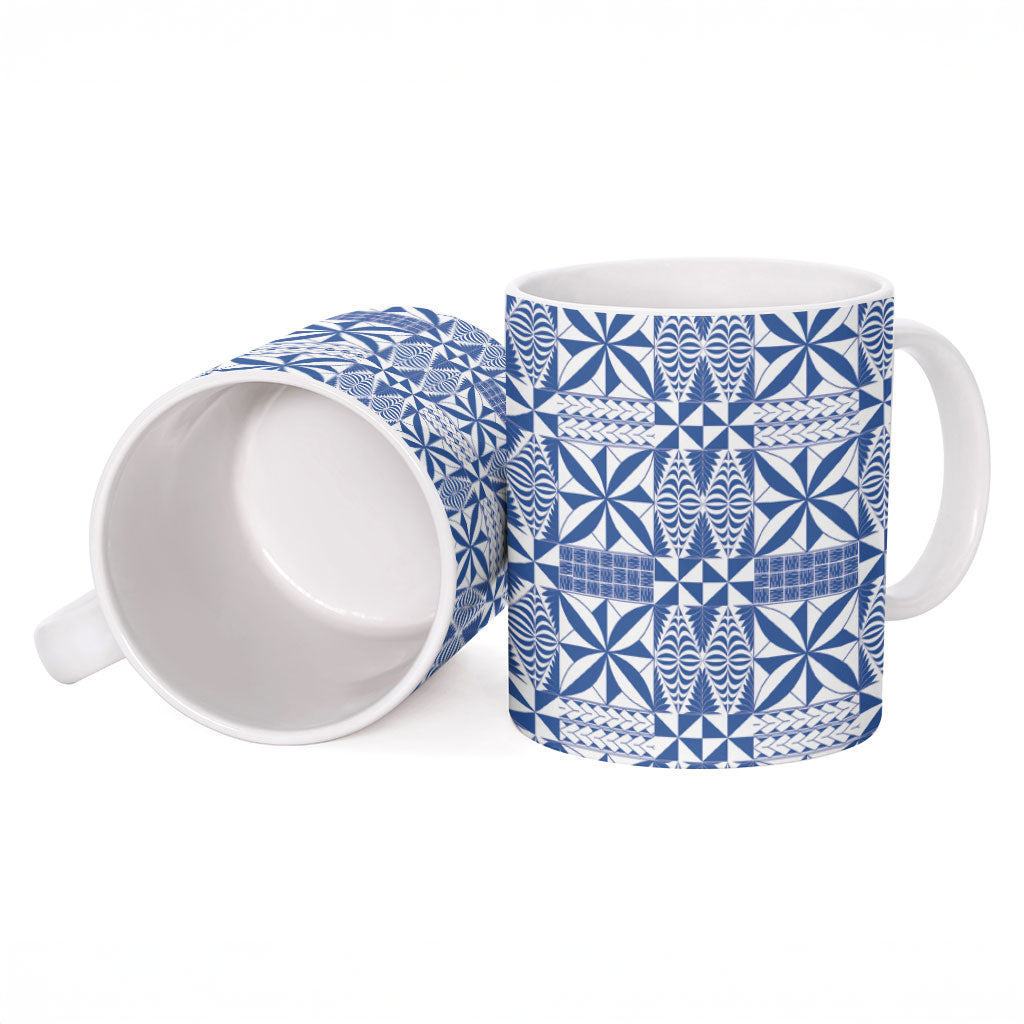 Blue Ngatu Pattern Malo e Lelei Tonga Ceramic Mug