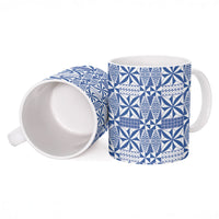 Blue Ngatu Pattern Malo e Lelei Tonga Ceramic Mug