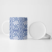 Blue Ngatu Pattern Malo e Lelei Tonga Ceramic Mug