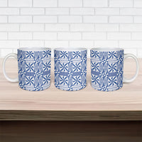 Blue Ngatu Pattern Malo e Lelei Tonga Ceramic Mug