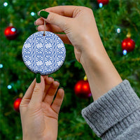 Blue Ngatu Pattern Malo e Lelei Tonga Ceramic Ornament