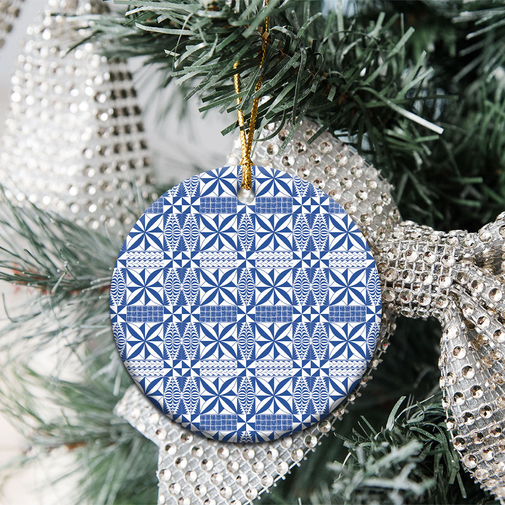 Blue Ngatu Pattern Malo e Lelei Tonga Ceramic Ornament