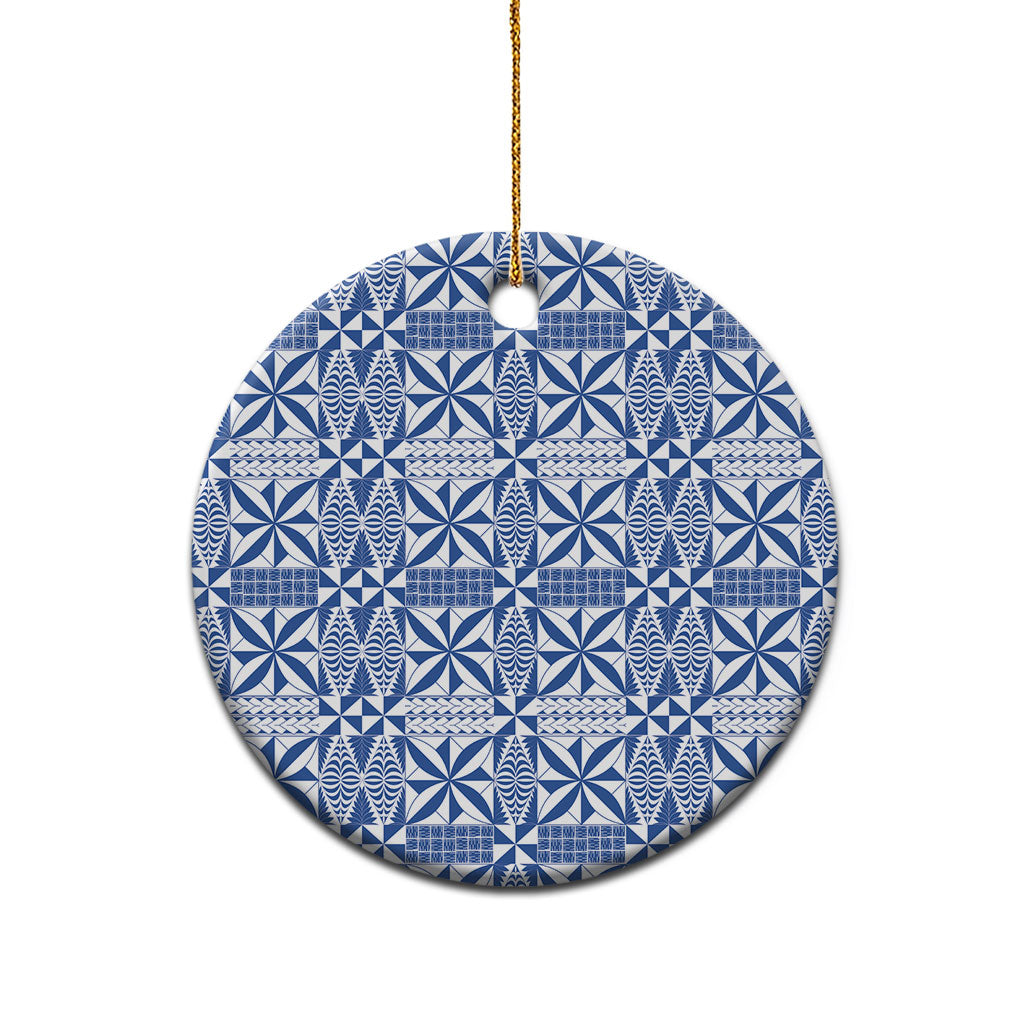 Blue Ngatu Pattern Malo e Lelei Tonga Ceramic Ornament