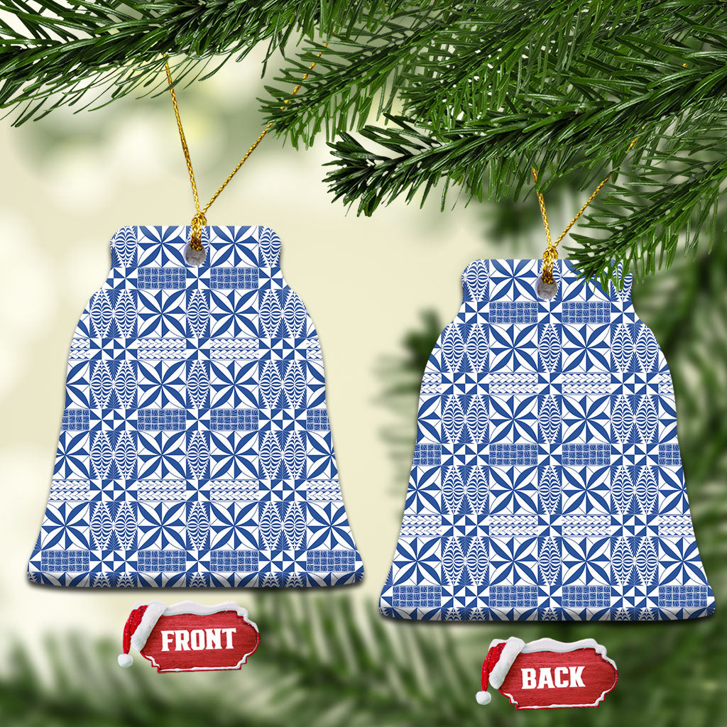 Blue Ngatu Pattern Malo e Lelei Tonga Ceramic Ornament