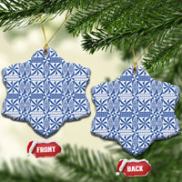 Blue Ngatu Pattern Malo e Lelei Tonga Ceramic Ornament