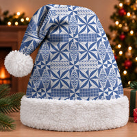 Blue Ngatu Pattern Malo e Lelei Tonga Christmas Santa Hat