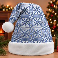 Blue Ngatu Pattern Malo e Lelei Tonga Christmas Santa Hat