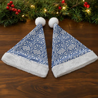 Blue Ngatu Pattern Malo e Lelei Tonga Christmas Santa Hat