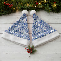 Blue Ngatu Pattern Malo e Lelei Tonga Christmas Santa Hat