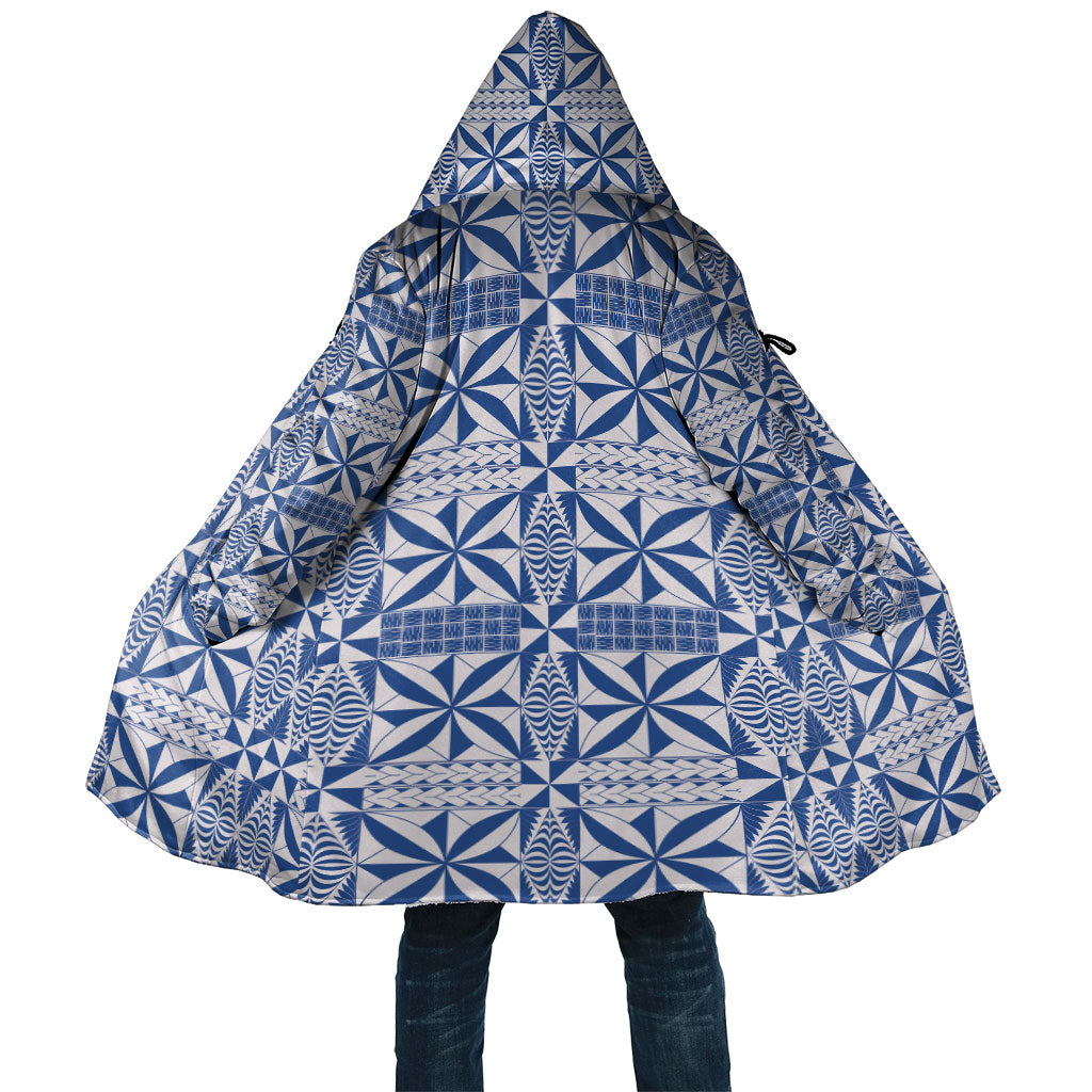 Blue Ngatu Pattern Malo e Lelei Tonga Cloak