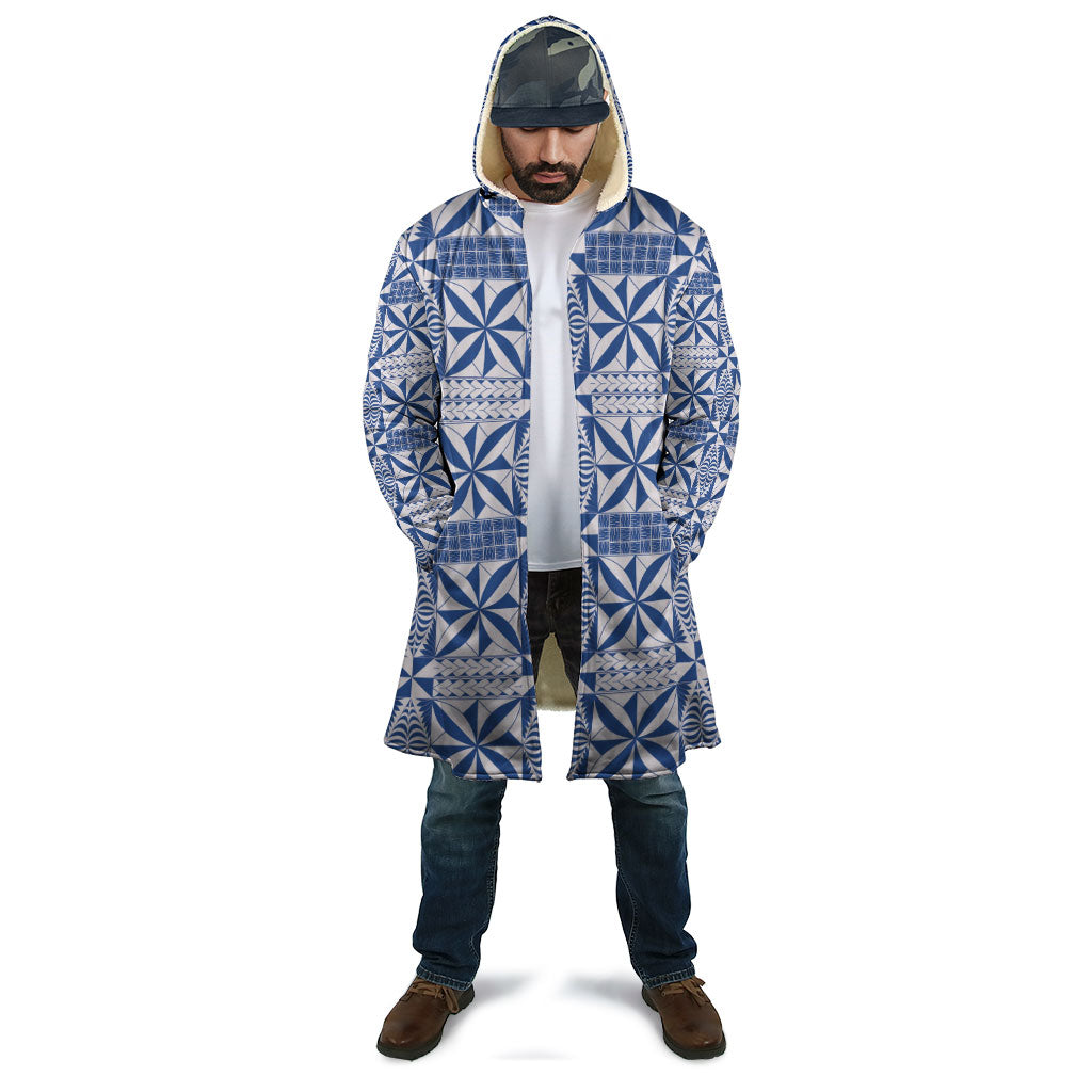Blue Ngatu Pattern Malo e Lelei Tonga Cloak