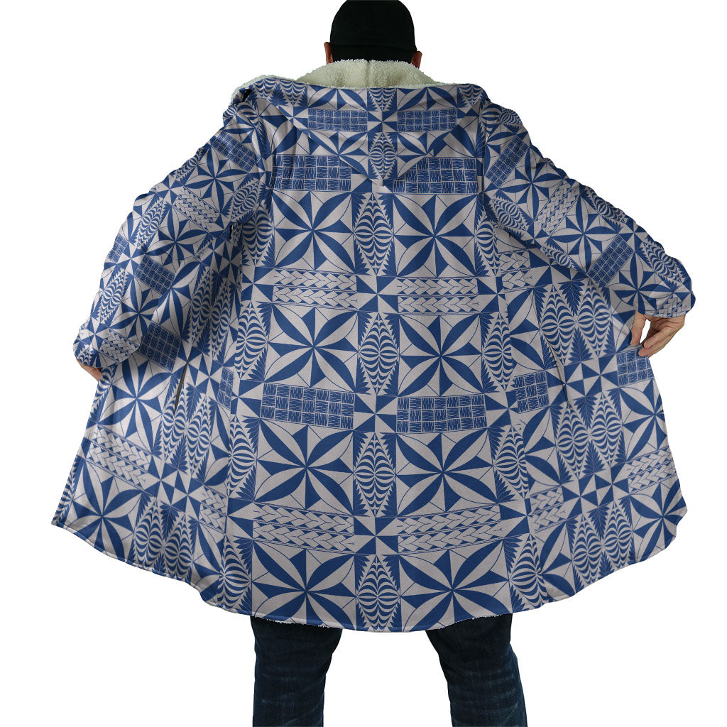 Blue Ngatu Pattern Malo e Lelei Tonga Cloak