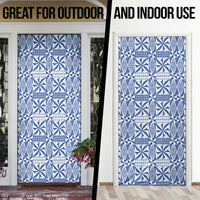 Blue Ngatu Pattern Malo e Lelei Tonga Door Cover