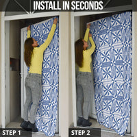 Blue Ngatu Pattern Malo e Lelei Tonga Door Cover