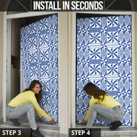 Blue Ngatu Pattern Malo e Lelei Tonga Door Cover