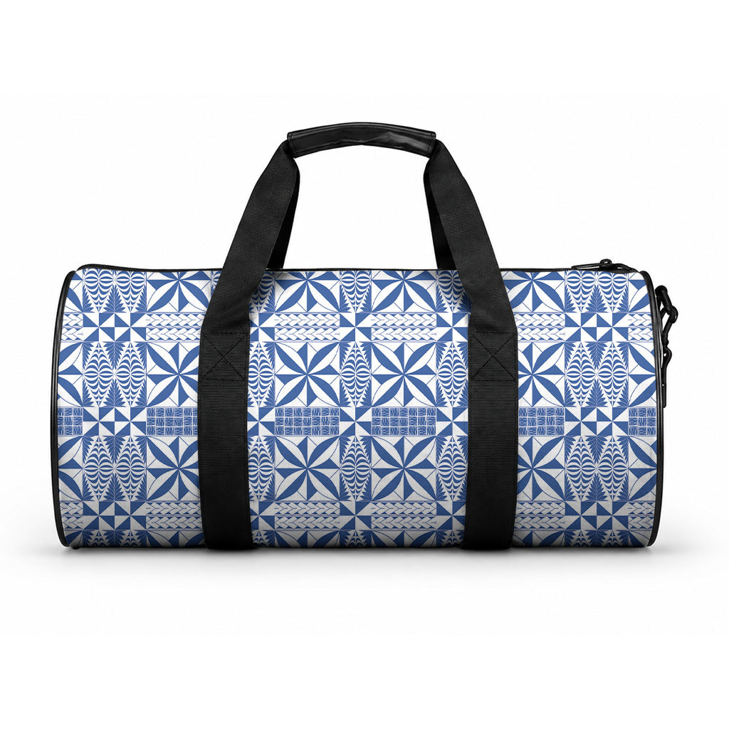 Blue Ngatu Pattern Malo e Lelei Tonga Duffle Bag