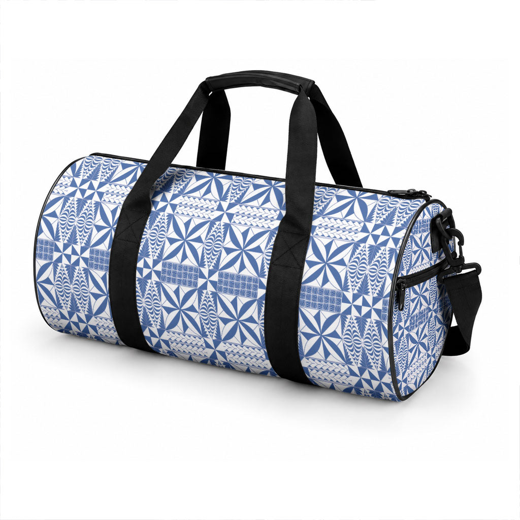 Blue Ngatu Pattern Malo e Lelei Tonga Duffle Bag