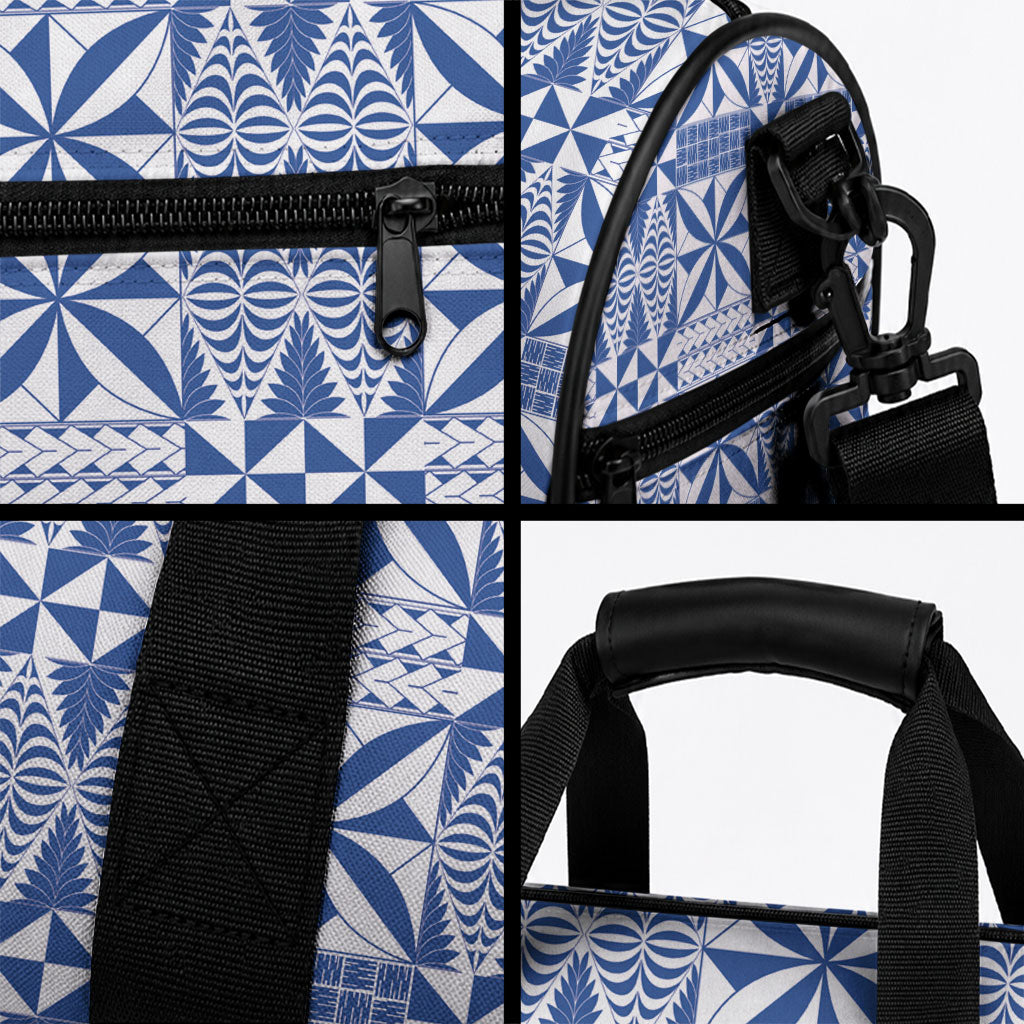 Blue Ngatu Pattern Malo e Lelei Tonga Duffle Bag