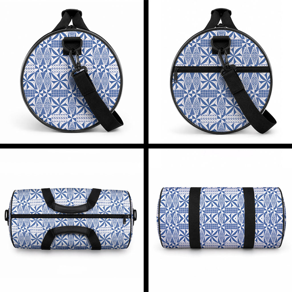Blue Ngatu Pattern Malo e Lelei Tonga Duffle Bag
