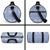 Blue Ngatu Pattern Malo e Lelei Tonga Duffle Bag