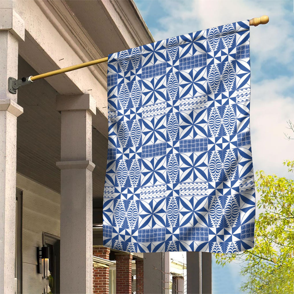 Blue Ngatu Pattern Malo e Lelei Tonga Garden Flag