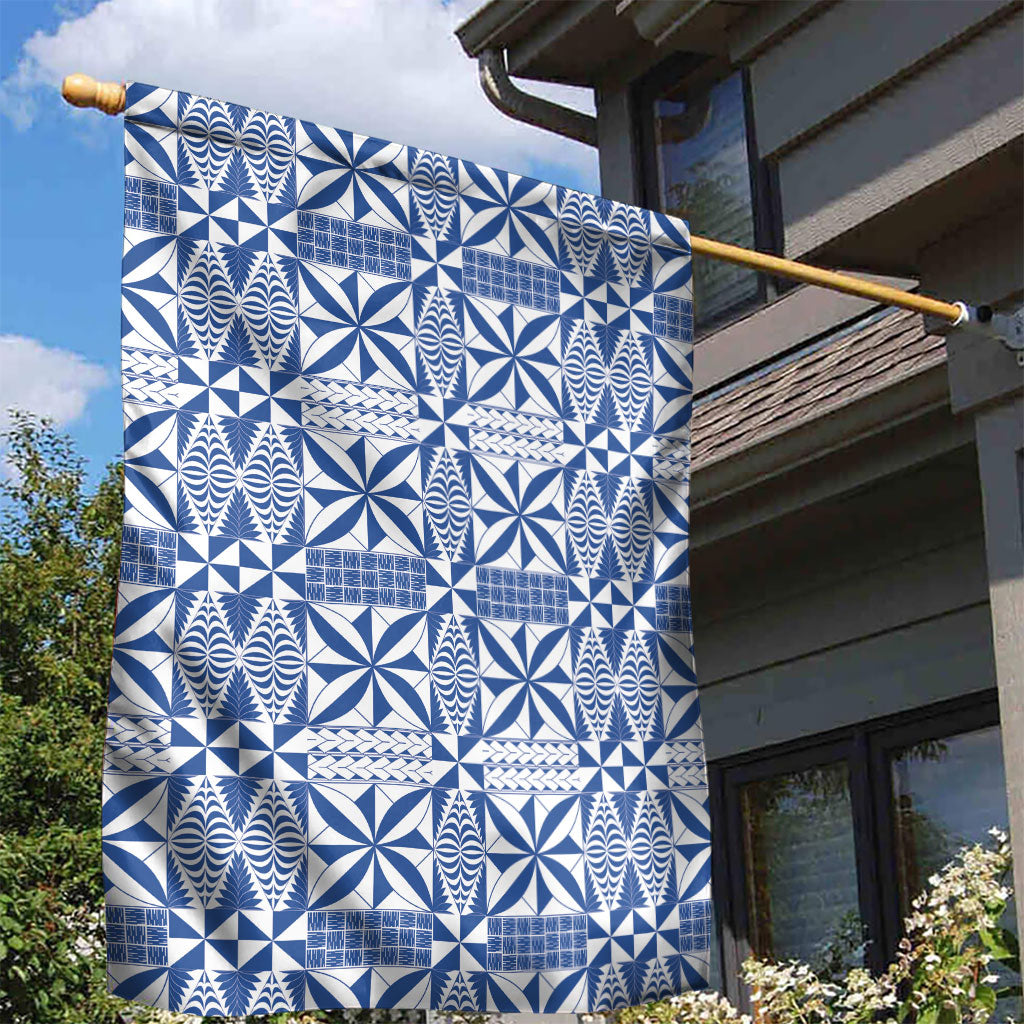 Blue Ngatu Pattern Malo e Lelei Tonga Garden Flag