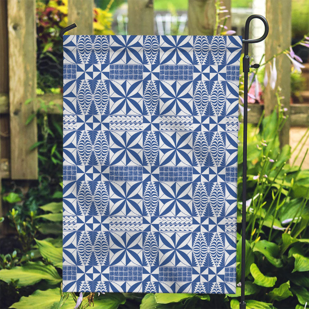 Blue Ngatu Pattern Malo e Lelei Tonga Garden Flag