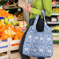 Blue Ngatu Pattern Malo e Lelei Tonga Grocery Bag