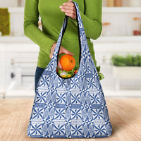 Blue Ngatu Pattern Malo e Lelei Tonga Grocery Bag