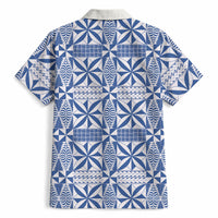 Blue Ngatu Pattern Malo e Lelei Tonga Hawaiian Shirt