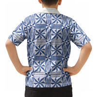 Blue Ngatu Pattern Malo e Lelei Tonga Hawaiian Shirt