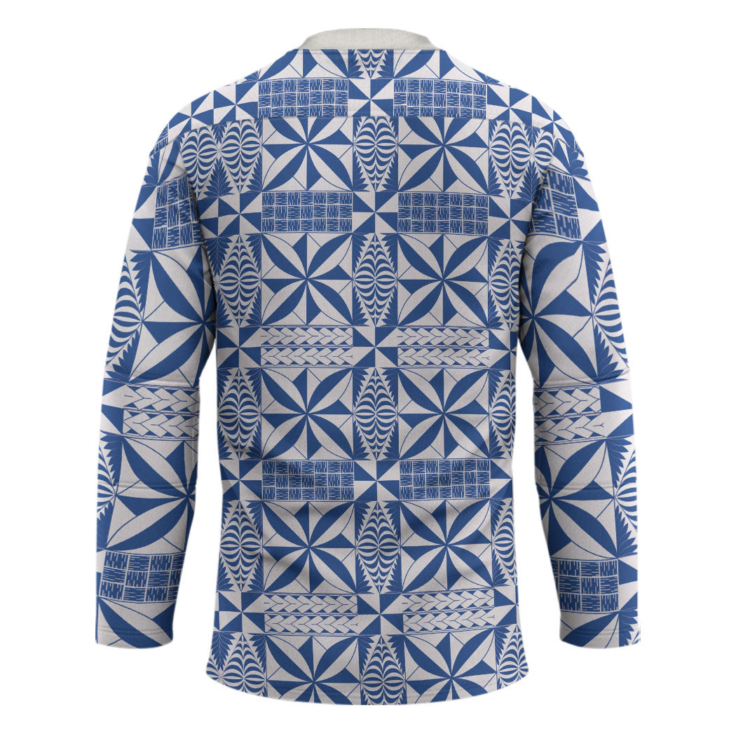 Blue Ngatu Pattern Malo e Lelei Tonga Hockey Jersey