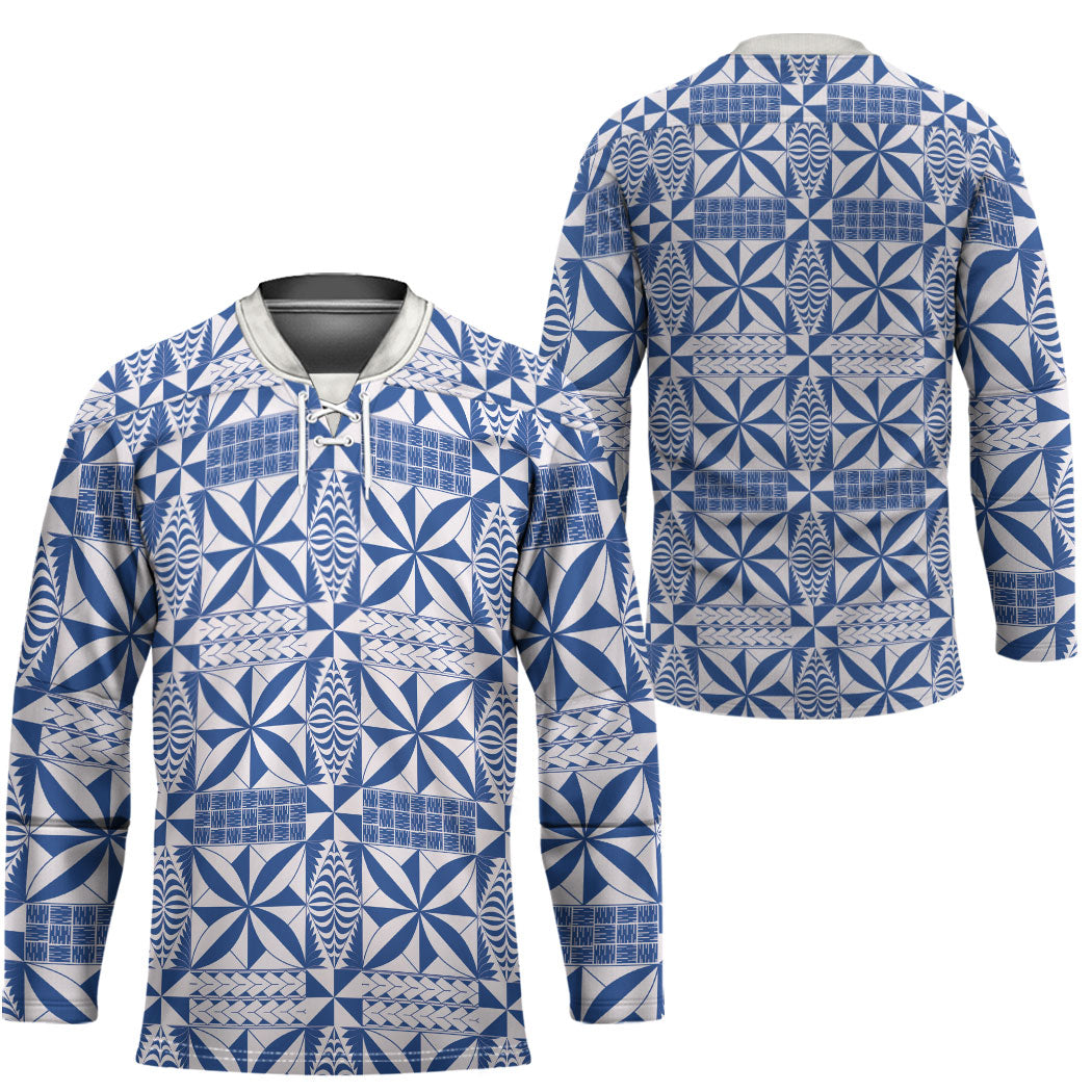 Blue Ngatu Pattern Malo e Lelei Tonga Hockey Jersey