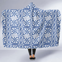 Blue Ngatu Pattern Malo e Lelei Tonga Hooded Blanket
