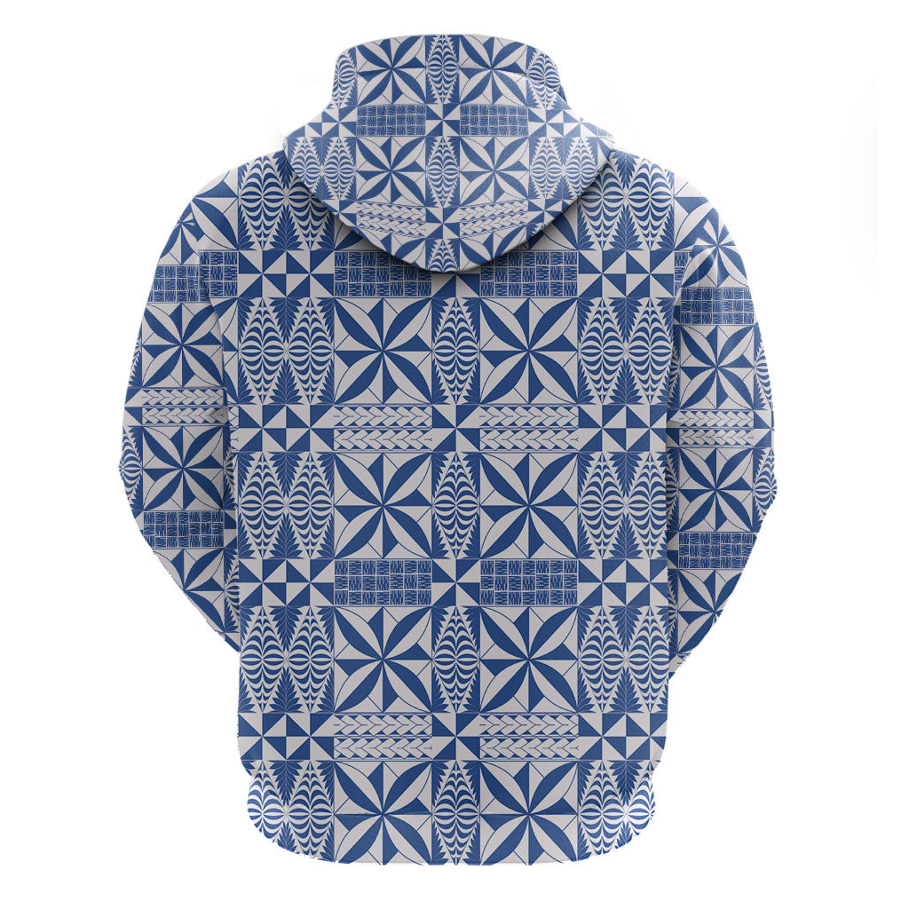 Blue Ngatu Pattern Malo e Lelei Tonga Hoodie
