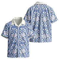 Blue Ngatu Pattern Malo e Lelei Tonga Kid Hawaiian Shirt