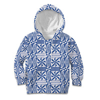 Blue Ngatu Pattern Malo e Lelei Tonga Kid Hoodie
